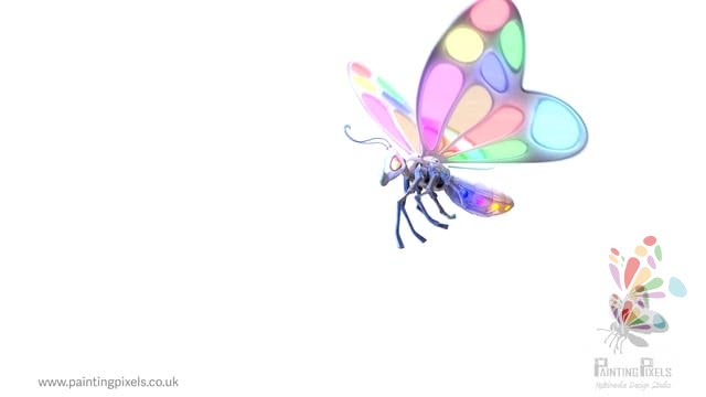 Painting Pixel Ltd Ident of our 3D Robot Butterfly
